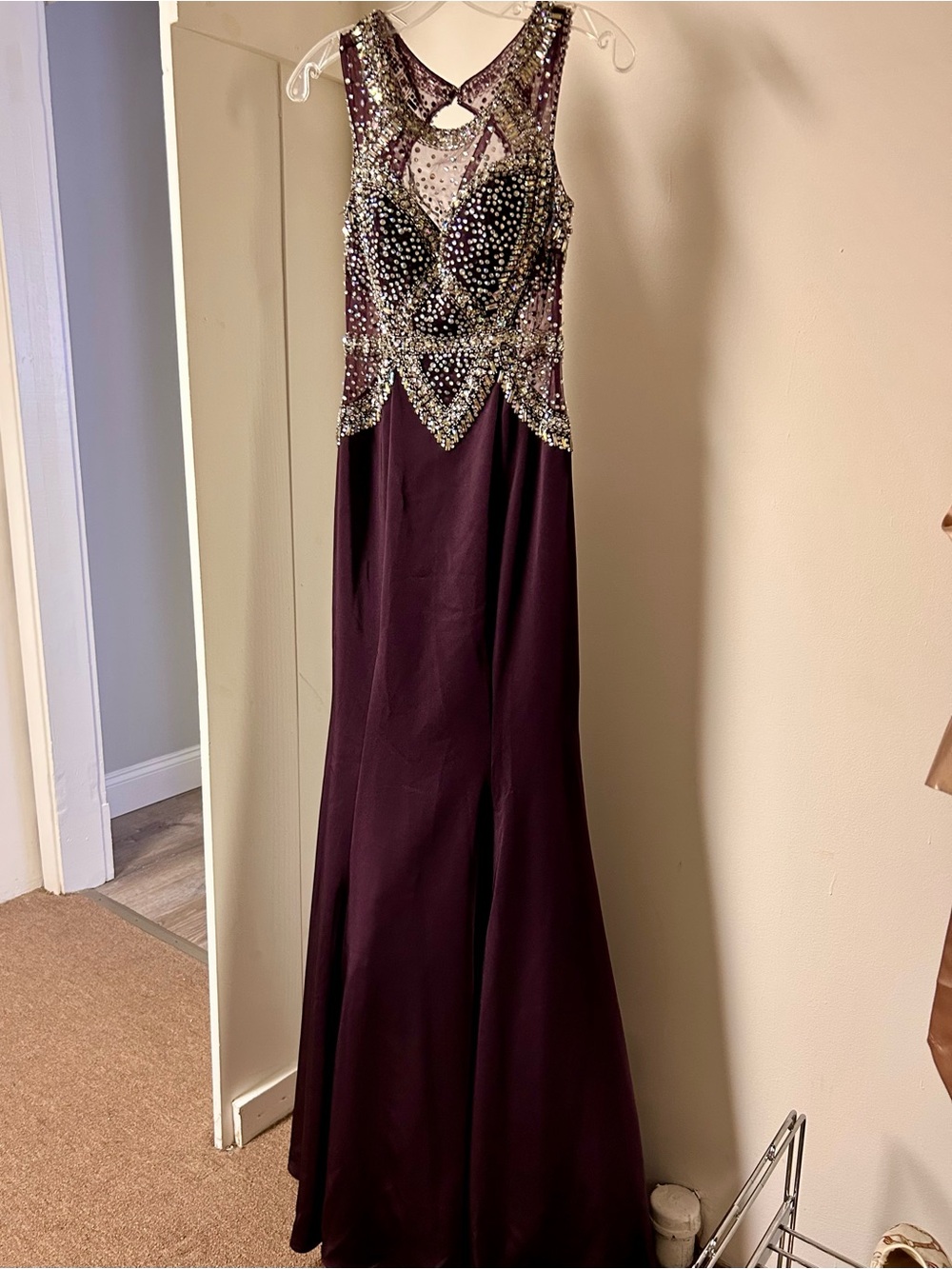 Serendipity colored stones, top Plum Evening Gown size 4